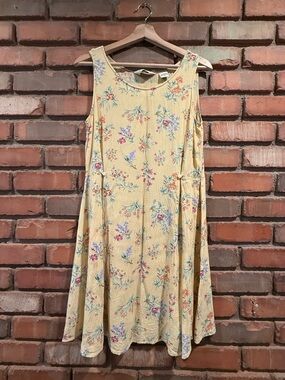 Vintage Eddie Bauer Light Yellow Floral Midi Dress